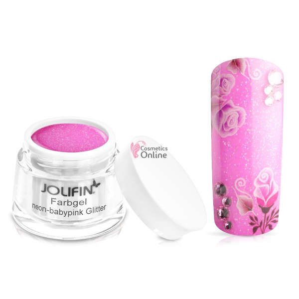 Gel UV Jolifin cu sclipici Neon Baby Pink Glitter 5 ml